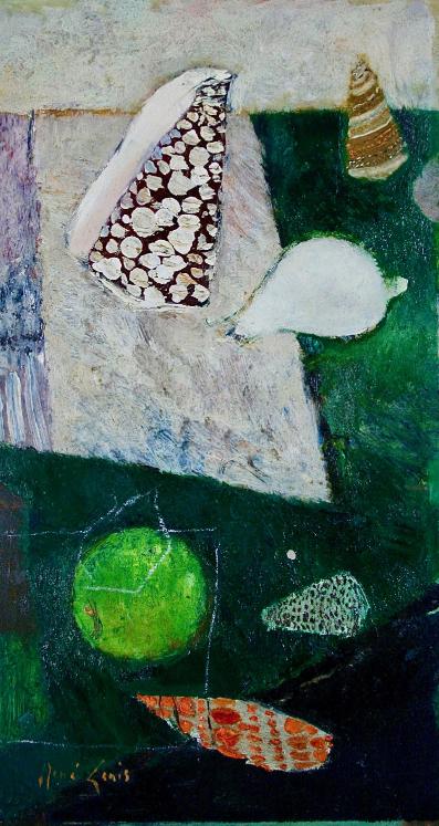 René GENIS - Oil on paper - Still life with shells - Workshop Bardone