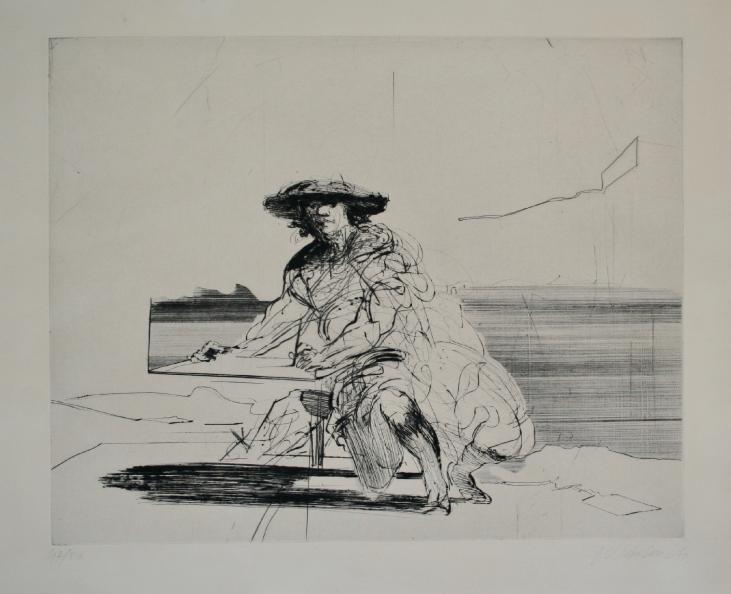 Claude WEISBUCH - Signed etching - Rembrandt at the easel