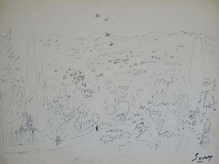Robert SAVARY - Original drawing - Felt - Landscape study