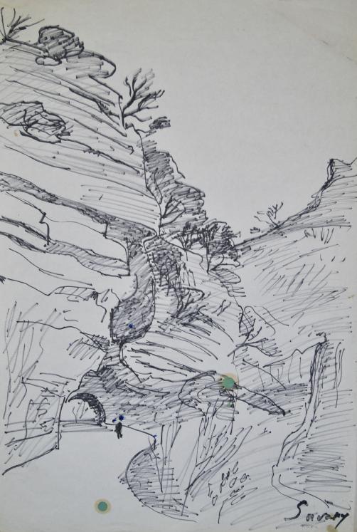 Robert SAVARY - Original drawing - Felt - Southern Mountain