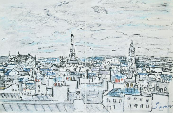 Robert SAVARY - Original drawing - Pastel - Paris