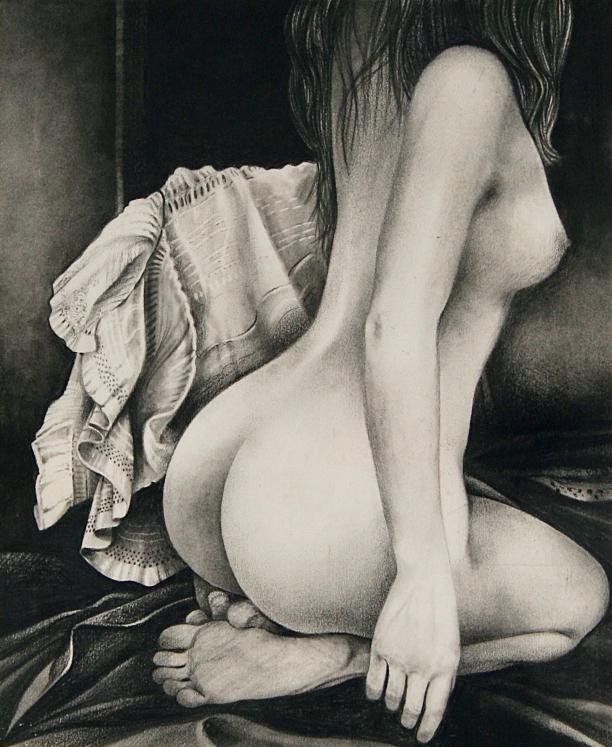 Loic DUBIGEON - Original drawing - Charcoal - Nude