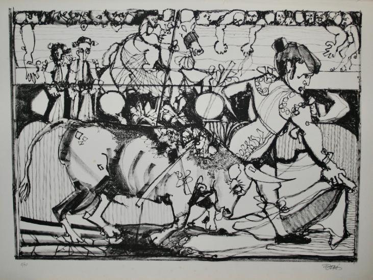 Jordi BONAS - Original print - Lithograph - The bullfight 1972 2