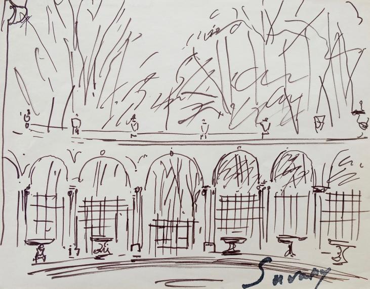Robert SAVARY - Original drawing - Felt - Walk to the Palace of Versailles 6