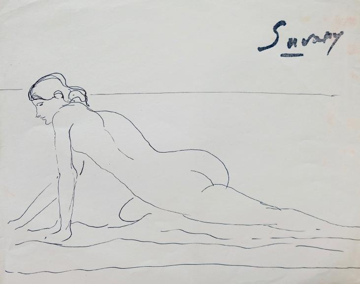 Robert SAVARY - Original drawing - Felt - Nude 90