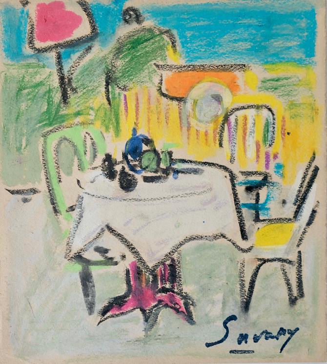 Robert SAVARY - Original drawing - Pastel - Tea time
