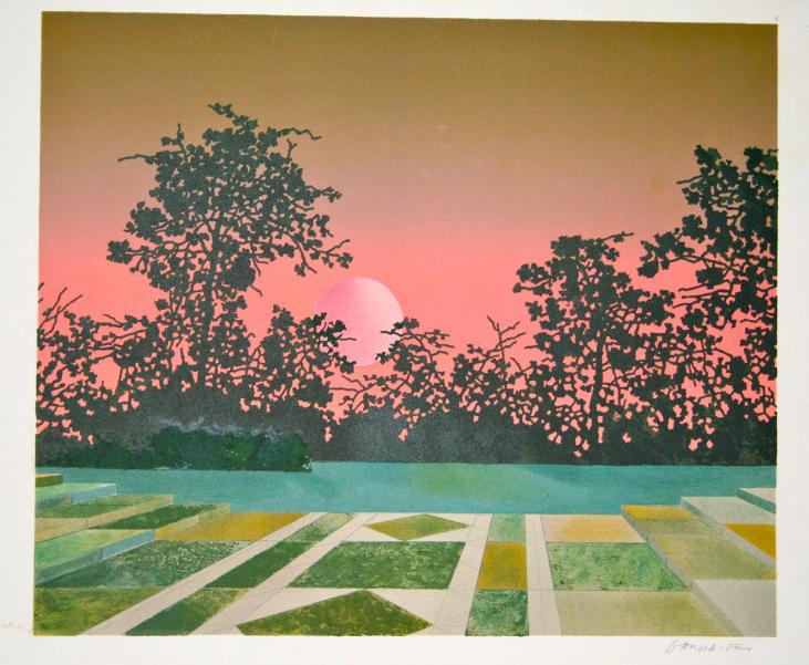 Pierre GARCIA FONS - Original print - Lithograph - Setting sun