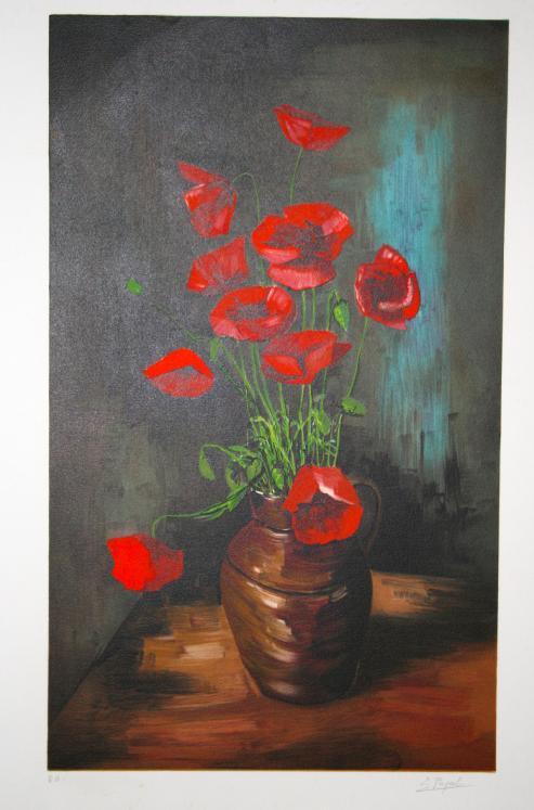 Eric PEYROL - Original print - Lithography - Vase