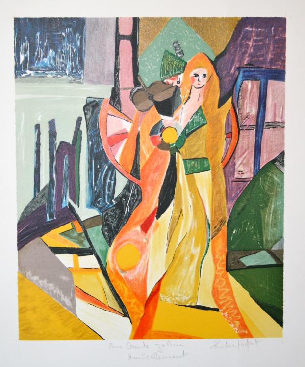 JAYAT Sandra -  Original print - Lithography - The singer and the violinist