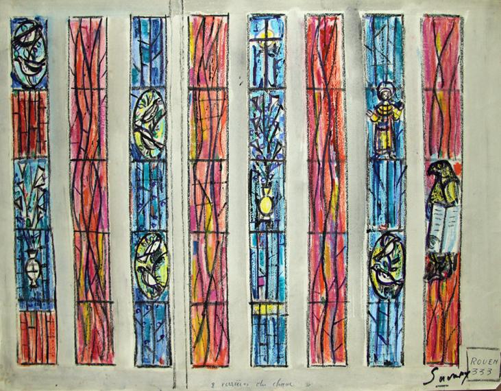 Robert SAVARY - Original painting - Gouache - Choir stained glass