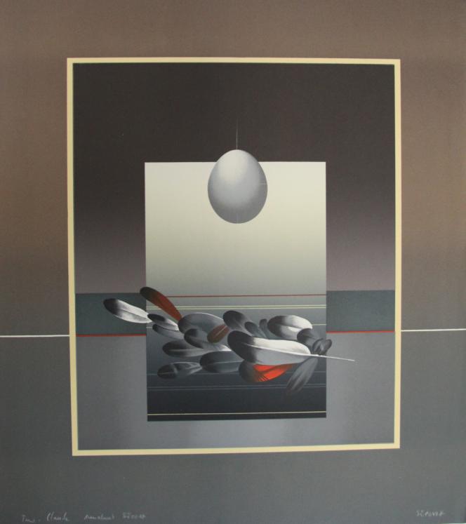 Daniel SCIORA - Original print - Lithograph - The egg and the feathers