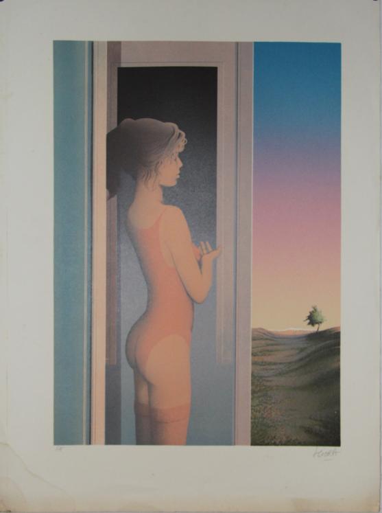Daniel SCIORA - Original print - Lithograph - Woman gazing towards the horizon