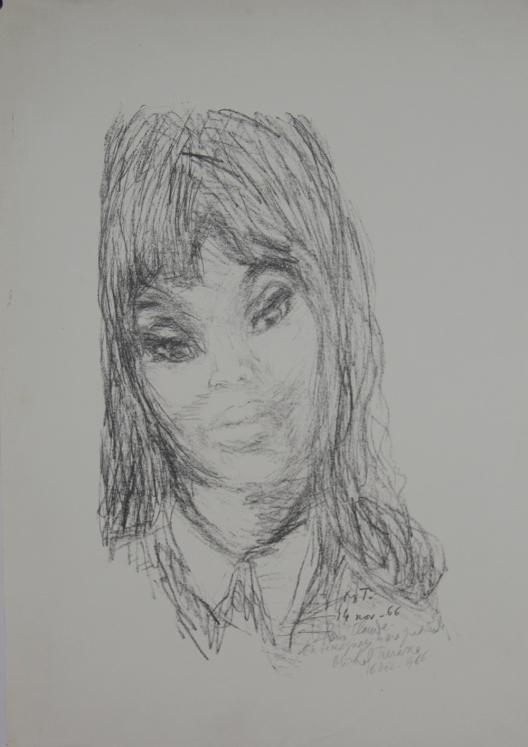 Michel TERRASSE - Original print - Lithograph - Portrait young woman 2