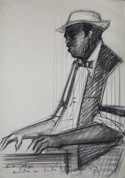 CHIMKEVITCH Sacha - Original print - Lithograph - Jazz, the pianist