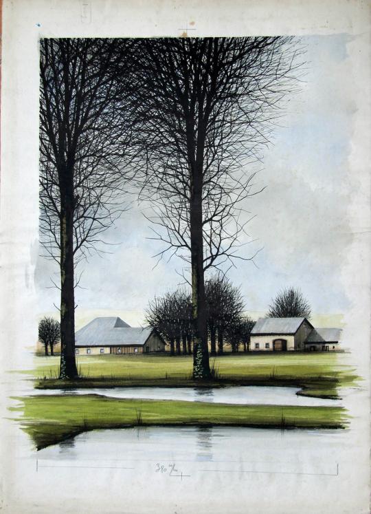Jacques DEPERTHES - Original painting - Watercolor - The farm