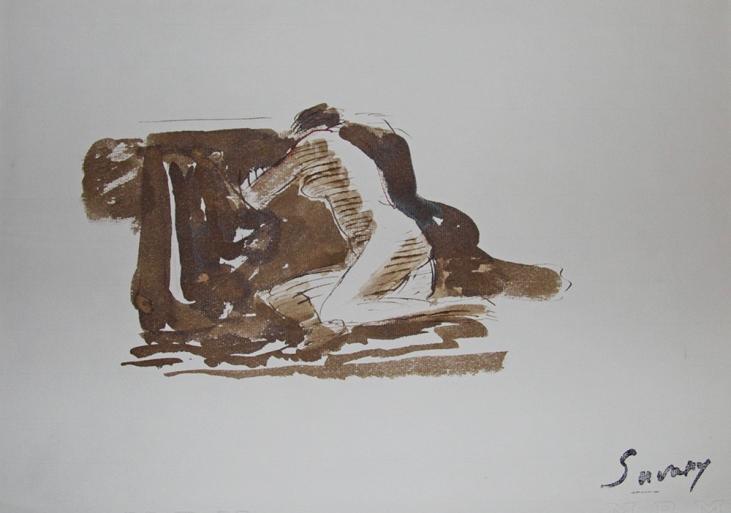 Robert SAVARY - Original painting - Ink wash - Naked woman 8
