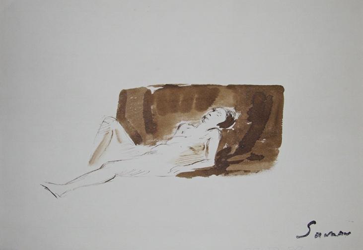 Robert SAVARY - Original painting - Ink wash - Naked woman 9
