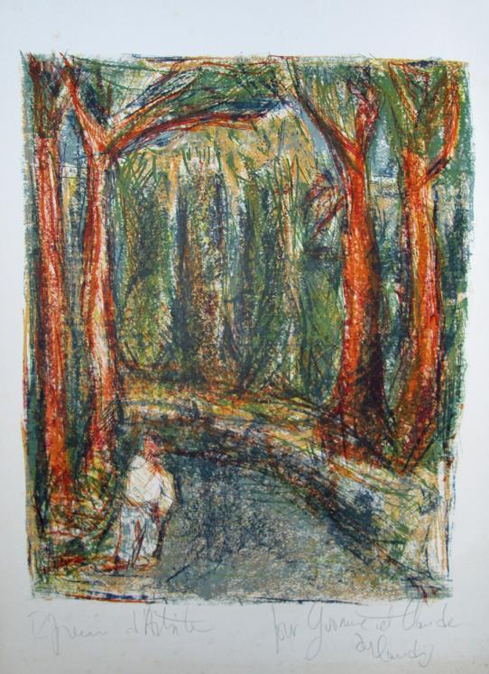 ARLANDIS Antoine - Original print - Lithograph - The path in the forest