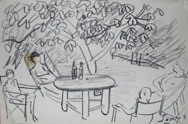 Robert SAVARY - Original drawing - Pastel - Summer in the garden