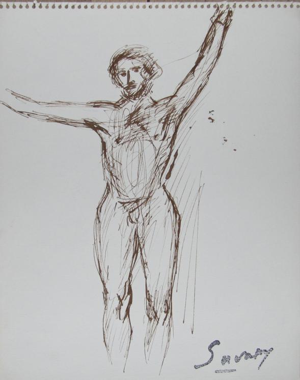 Robert SAVARY - Original drawing - Felt - The man in the painter's studio