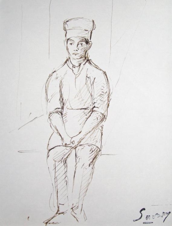 Robert SAVARY - Original drawing - Ink - The apprentice cook