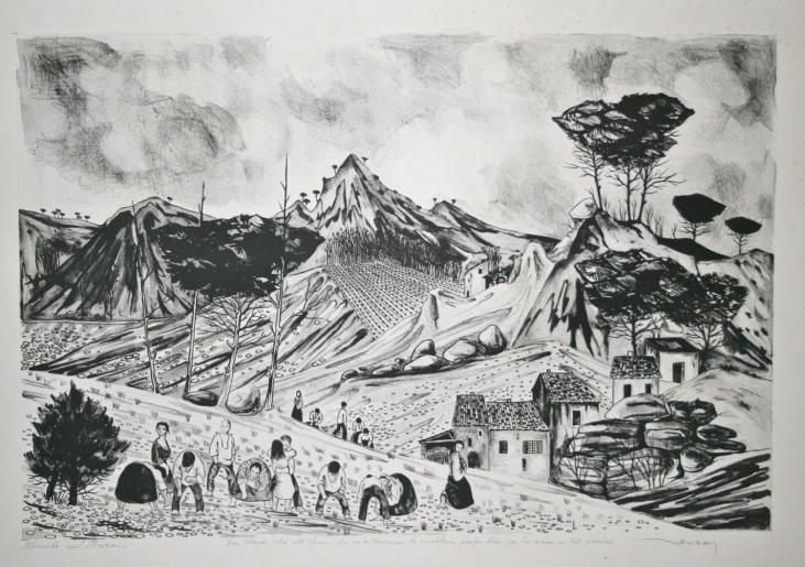 Max SAVY - Original print - Lithography - At the fields