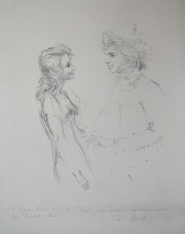 Lucien Philippe MORETTI - Original print - Lithograph - Rodolphe and Mimi