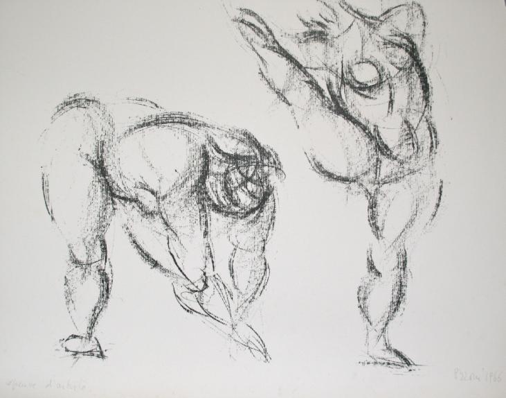 Isa PIZZONI - Original print - Lithograph - Dancers 2