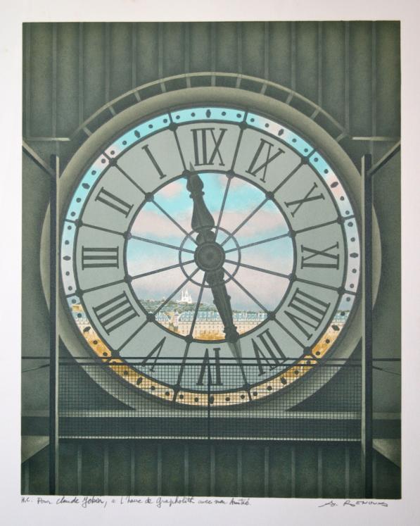 André RENOUX - Original print - Lithograph - Musée d'Orsay clock