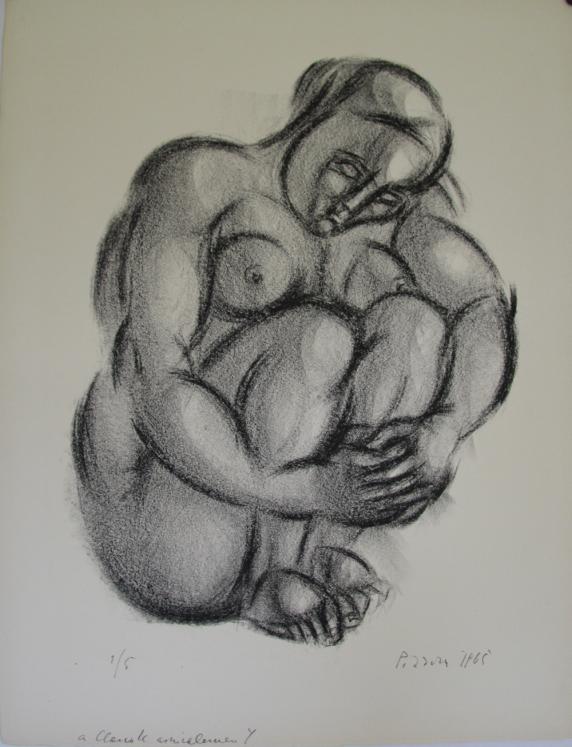 Isa PIZZONI - Original print - Lithograph - Naked woman