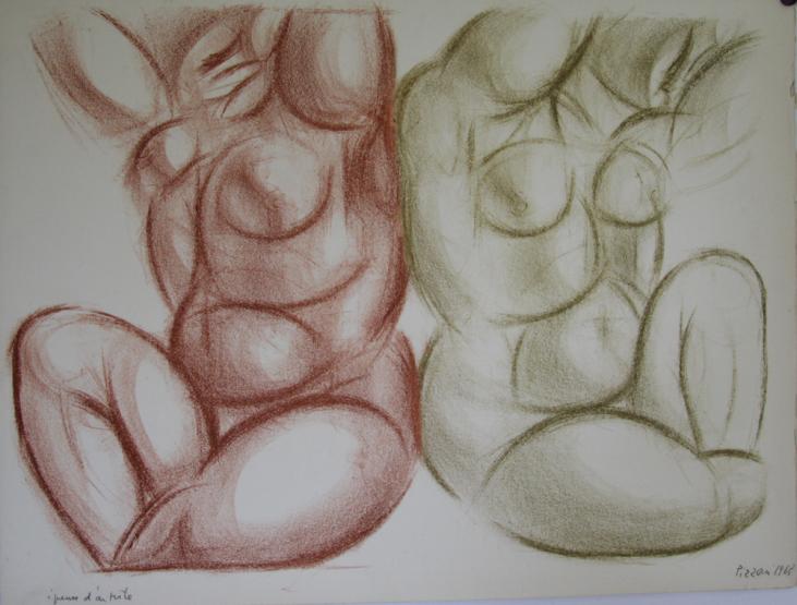 Isa PIZZONI - Original print - Lithograph - Naked woman n°7