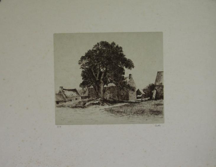 Pierre COURTOIS - Original print - Lithograph - The farm tree