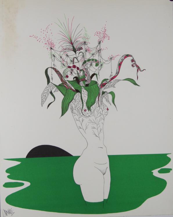Félix LABISSE - Original print - Lithograph - L'Ophelie