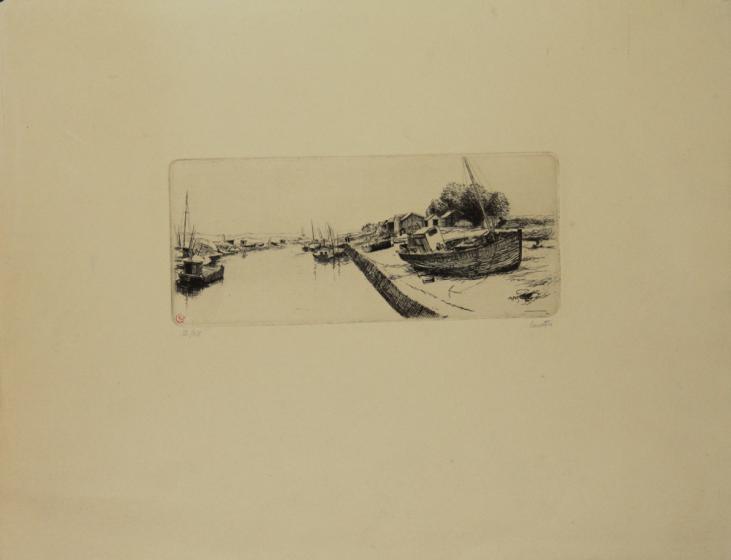 Pierre COURTOIS - Original print - Lithograph - The canal