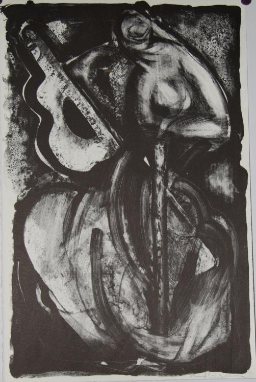 Bernard JOBIN - Original print - Lithograph - The guitar player
