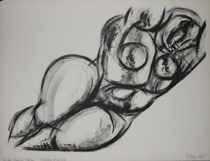 Isa PIZZONI - Original print - Lithograph - Naked woman n°12