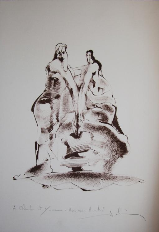 Bernard JOBIN - Original print - Lithograph - Couple of dancers