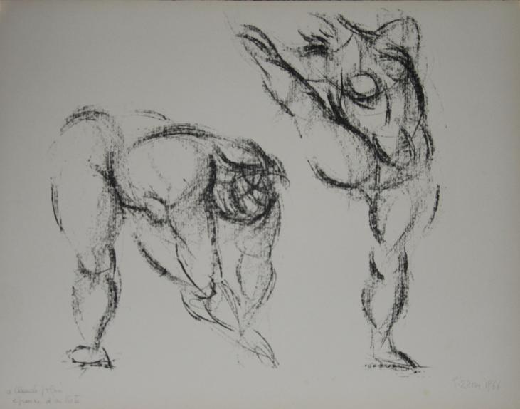 Isa PIZZONI - Original print - Lithograph - The two dancers