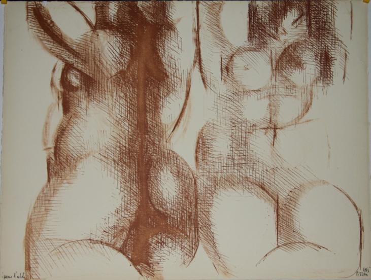 Isa PIZZONI - Original print - Lithograph - Fleshy nude