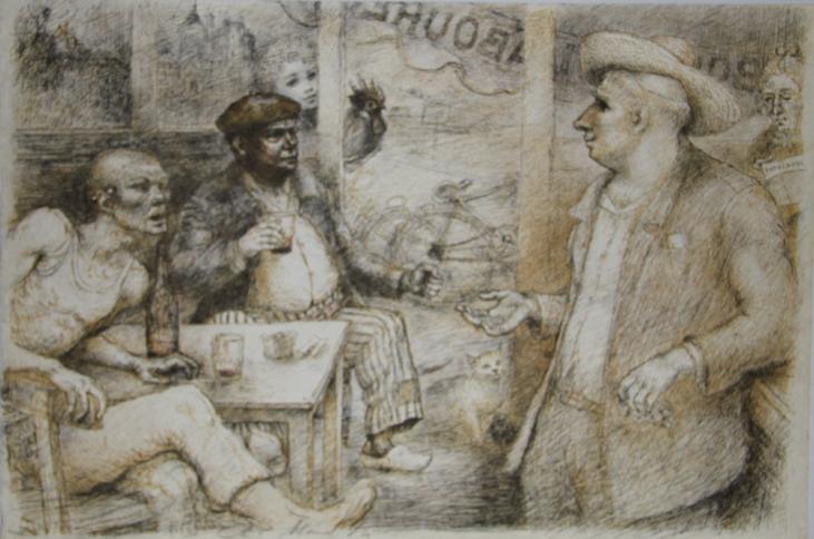 Lucien Philippe MORETTI - Original print - Lithograph - The poacher of God, plate 6
