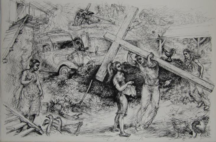 Lucien Philippe MORETTI - Original print - Lithograph - The poacher of God, plate 7