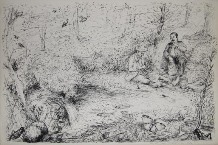 Lucien Philippe MORETTI - Original print - Lithograph - The poacher of God, plate 8