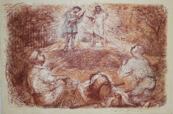 Lucien Philippe MORETTI - Original print - Lithograph - The poacher of God, plate 14