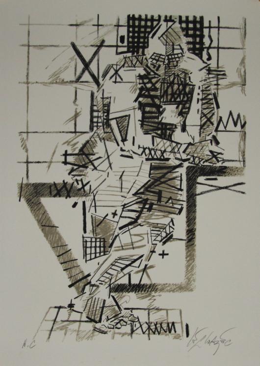 Gérard LE CLOAREC - Original print - Lithograph - The Thinker 5