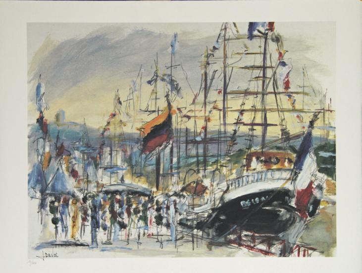 Jacques DE VOS - Original print - Lithograph - The Belem at the Armada
