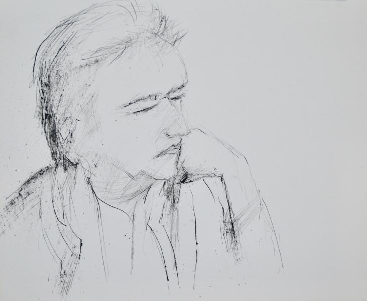 Guy Bardone - Original drawing - Ink - René Genis' portrait 3