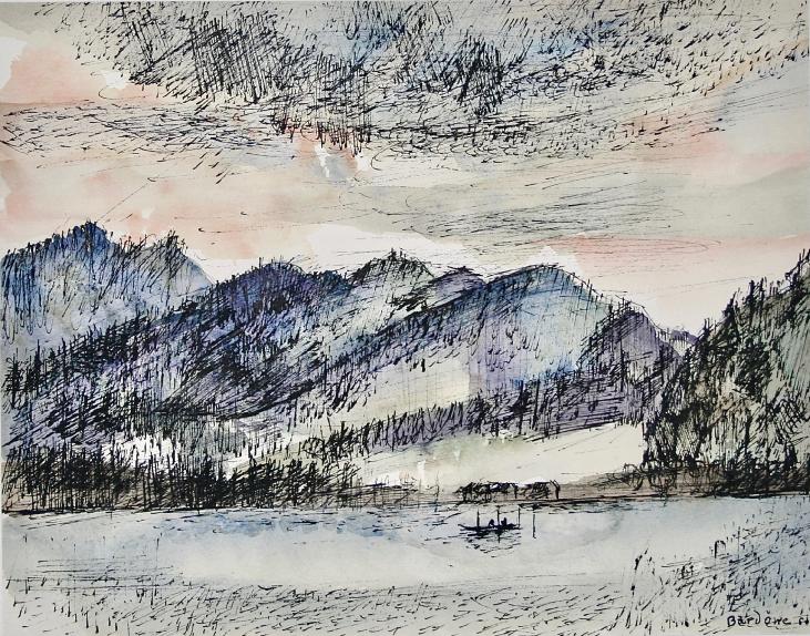 Guy Bardone - Original Painting - Watercolour - Jura lake