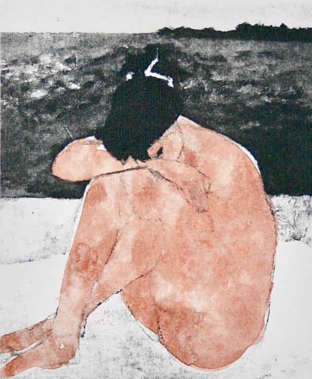 Guy Bardone - Print enhanced with watercolor - The sulky