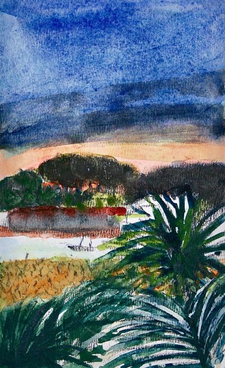 Guy Bardone - Original Painting - Watercolour - Midday landscape