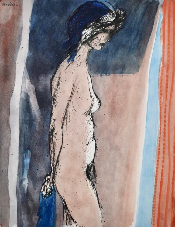 Guy Bardone - Original Painting - Watercolour - Naked in the blue sky